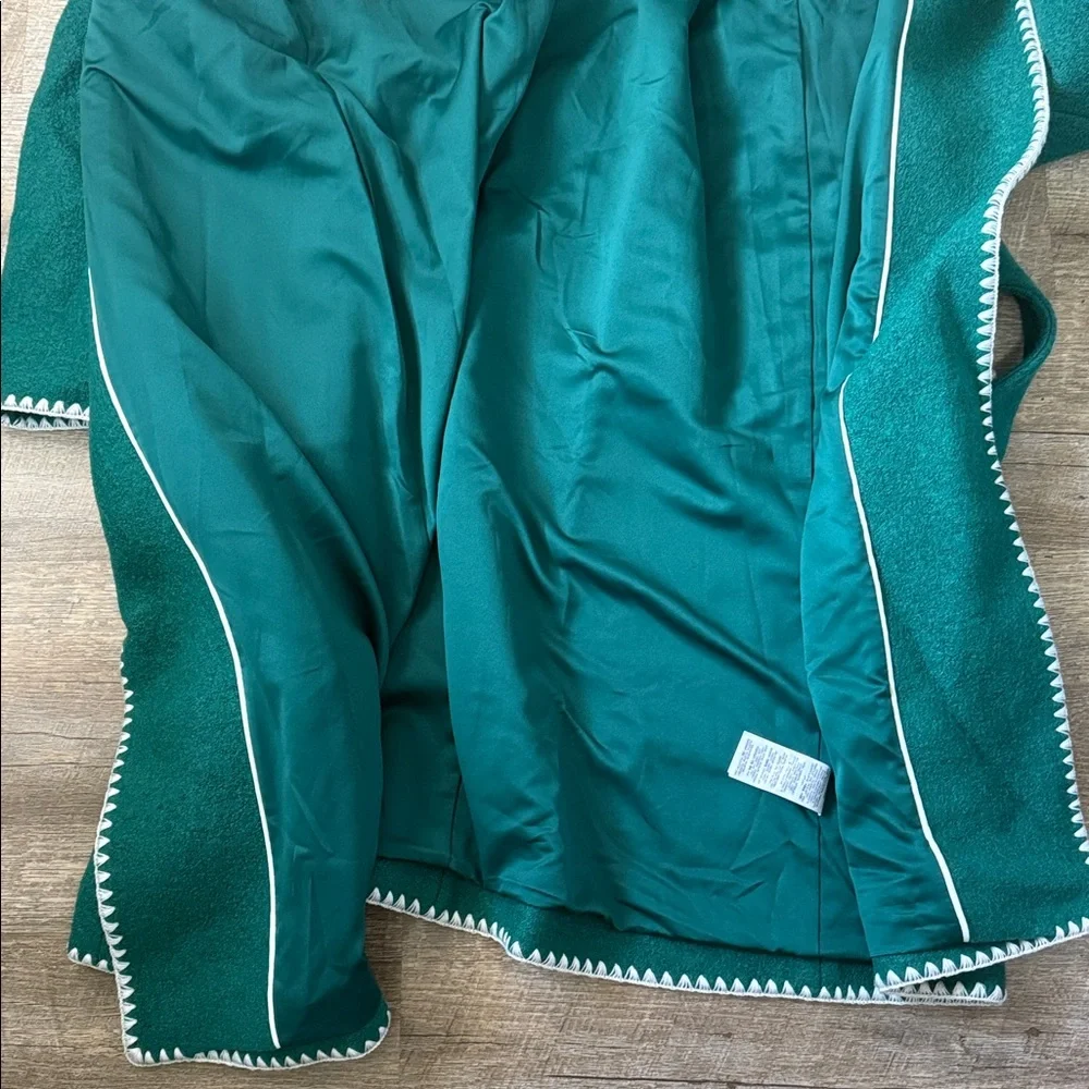 NWT Boden Blanket Stitch Wrap Coat In Alpine Green Size Medium - Picture 5 of 8